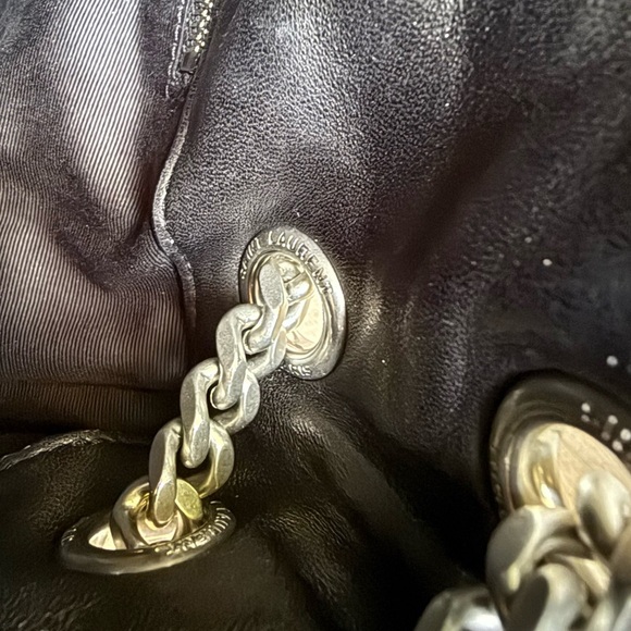 Saint Laurent Lambskin Quilted Monogram Medium Loulou Puffer Chain Satchel Black - Picture 14 of 16